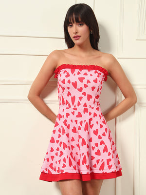 TANDUL Charming Delightful Heart Printed Dress