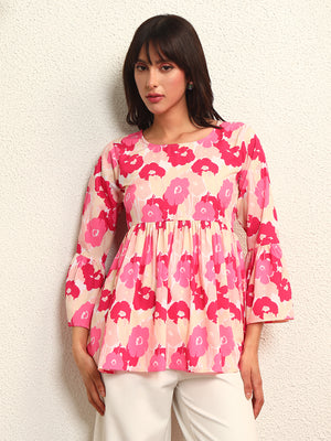 TANDUL Elegent Pink  Floral Top
