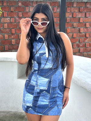 TANDUL Women Chic Denim Printed Dress