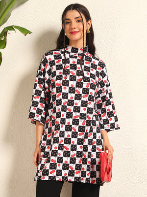 TANDUL Women Oversize Cherry Printed Tunic