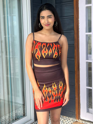 TANDULL Women Bold Flame Printed Co-ord Set