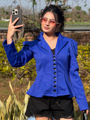 TANDUL Women Stylish Blue Solid Blazer