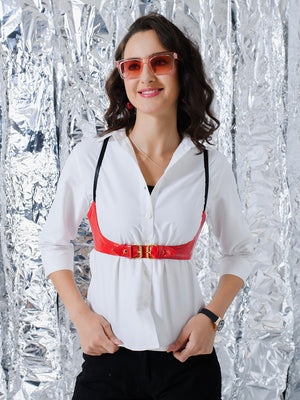 TANDUL  Casual Sleeveless Solid Women Red Top