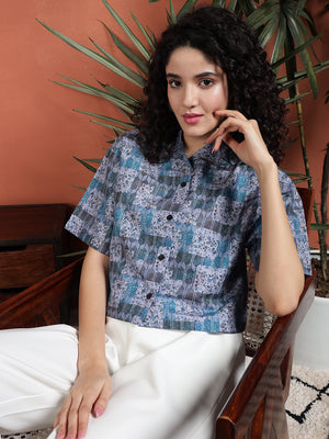 TANDUL Women Printed Blue  Shirt