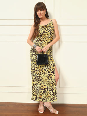 TANDUL Women Leopard Printed Velvet Dress
