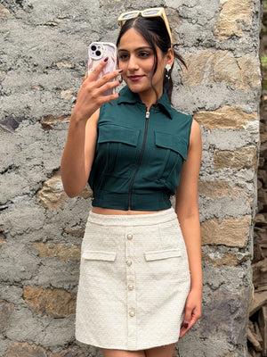 TANDUL Women Chic Dark Green Top