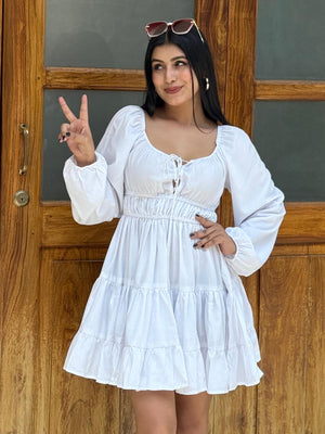 TANDUL Women White  Solid Flared Dress