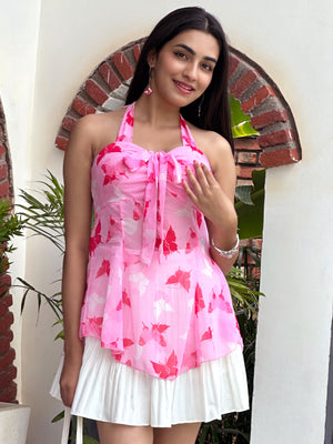 TANDUL Women Enchanting Pink Georgette Top