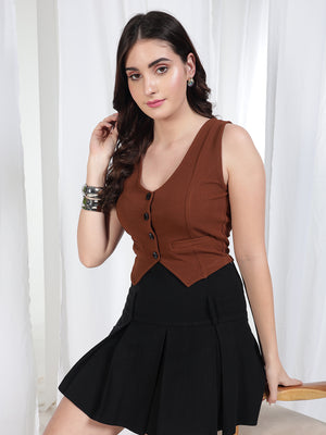 TANDUL Solid Women Waistcoat