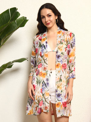 TANDUL Women Multicolor Floral Printed Shrug