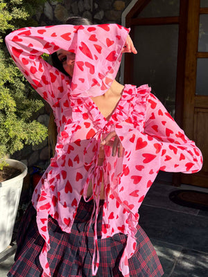 TANDUL Women Charming Heart Printed Pink Top