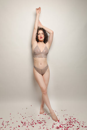 ELTIRE Grey Net Creative Two Piece Lingerie Set