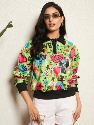 TANDUL Women Vibrant Green Sweatshirt