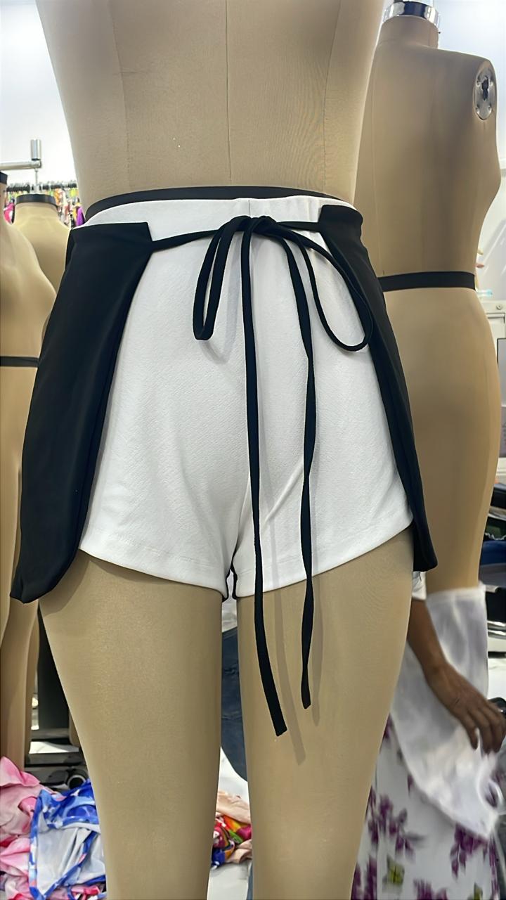 TANDUL Women Chic Black and White Shorts