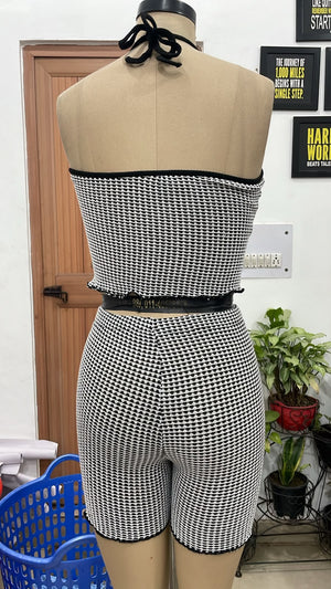 TANDUL Women Black and White Knit Two-Piece Set