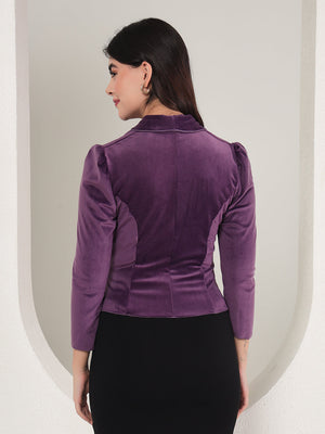TANDUL  Velvet Solid Coat For Women