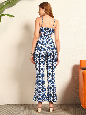 TANDUL Women Blue and White Tie Dye Printed Jumpsuit,