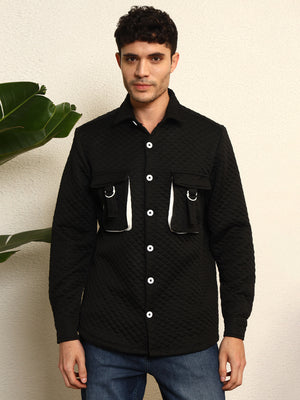 TANDUL Men's Stylish Black Quilt Jacket