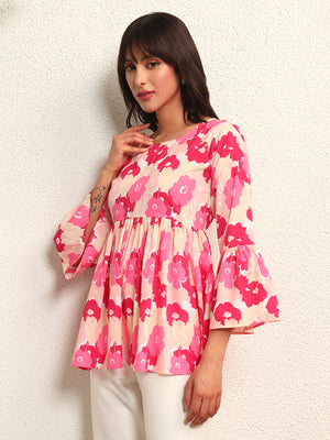TANDUL Elegent Pink  Floral Top