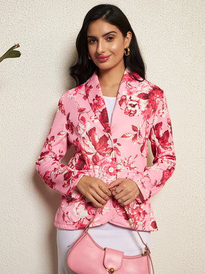 TANDUL Women Pink Floral Printed Blazer