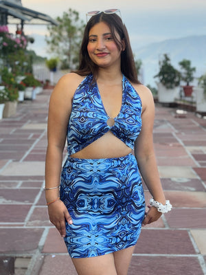 TANDUL Women Stunning Blue and Black Printed Co-ord Set