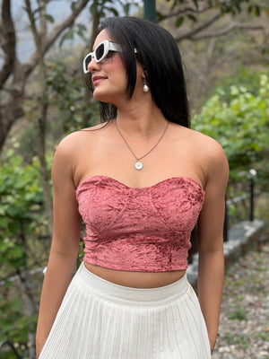TANDUL Women Stunning Pink Velvet Top