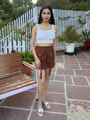 TANDUL Women Chic Brown Skirt