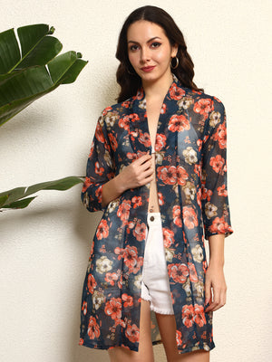 TANDUL Women Floral Printed Georgette Shrug