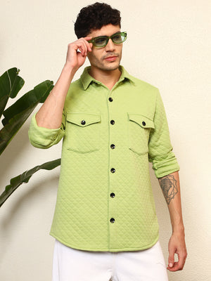 TANDUL Men's Stylish Green Quilt Jacket