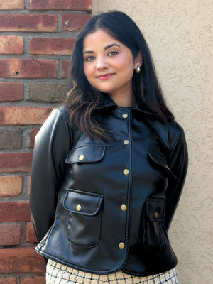 TANDUL Women Timeless Black Leather Jacket