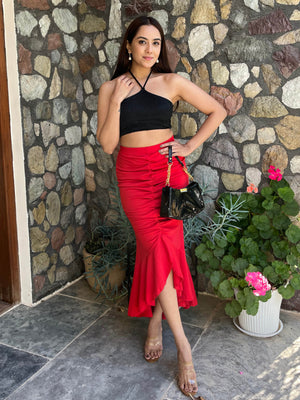 TANDUL Women Stunning Red Skirt
