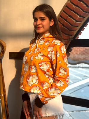 TANDUL Women Yellow Printed Hoodie
