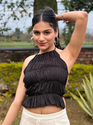 TANDUL Women Elegant Black Crop Top