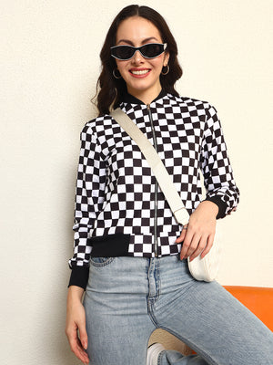 TANDUL Women Stylish Checkered Fleece Jacket