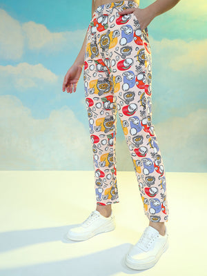 TANDUL  Women Regular Fit Multicolor Lycra Blend Trousers
