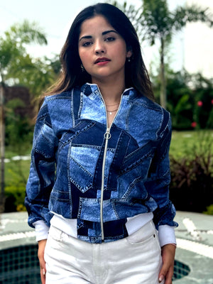 TANDUL Women Denim Patterned Jacket