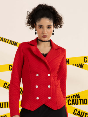 TANDUL Women Elegant Red Blazer