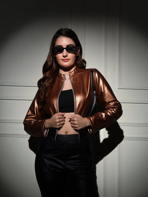 TANDUL  Women Solid Leather Jacket