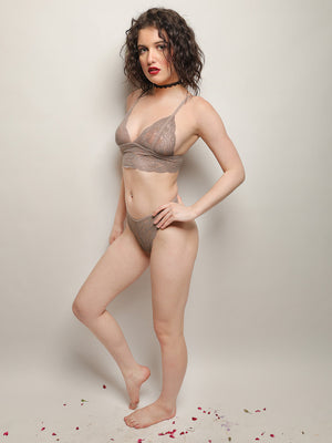 ELTIRE Grey Net Creative Two Piece Lingerie Set