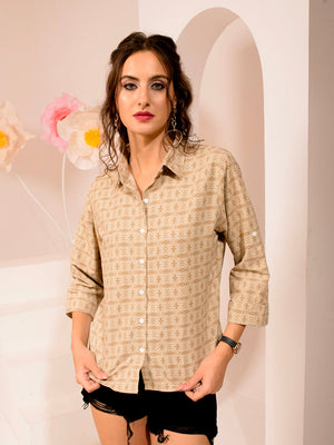TANDUL  Women Regular Fit Printed Built-up Collar Casual Shirt