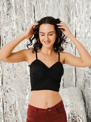 TANDUL  Casual Sleeveless Solid Women Black Top