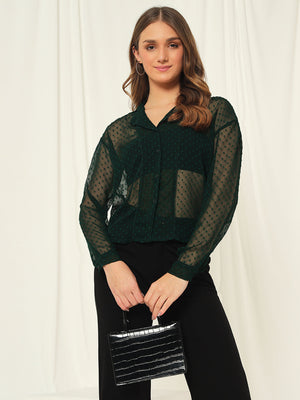 TANDUL  Women Regular Fit Solid Lapel Collar Casual Shirt