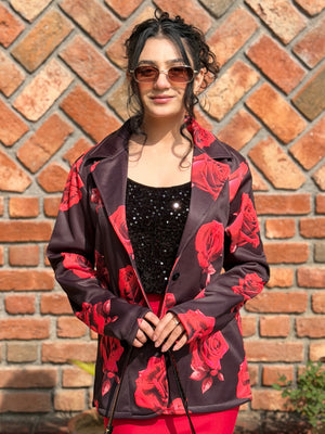 TANDUL Women Stunning Rose Printed Blazer