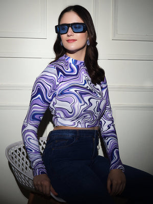TANDUL  Casual Regular Sleeves Printed Women Purple Top