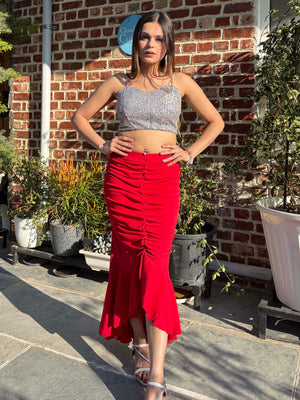 TANDUL Women Stunning Red Skirt