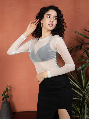 TANDUL Casual Regular Sleeves Solid Women White Top