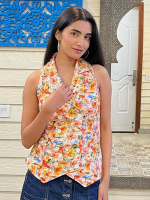 TANDUL Floral Print Women Waistcoat