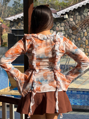 TANDUL Women Elegant Ruffles Top