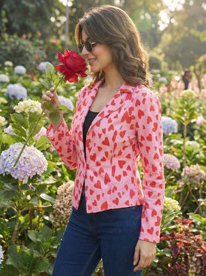 TANDUL Fleece Floral Print Coat