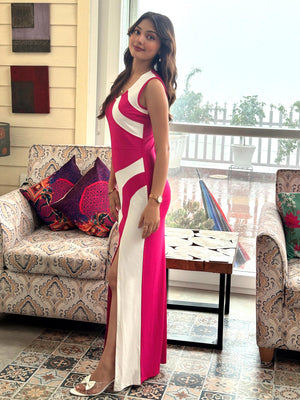 TANDUL Women Charming Pink and White Dress